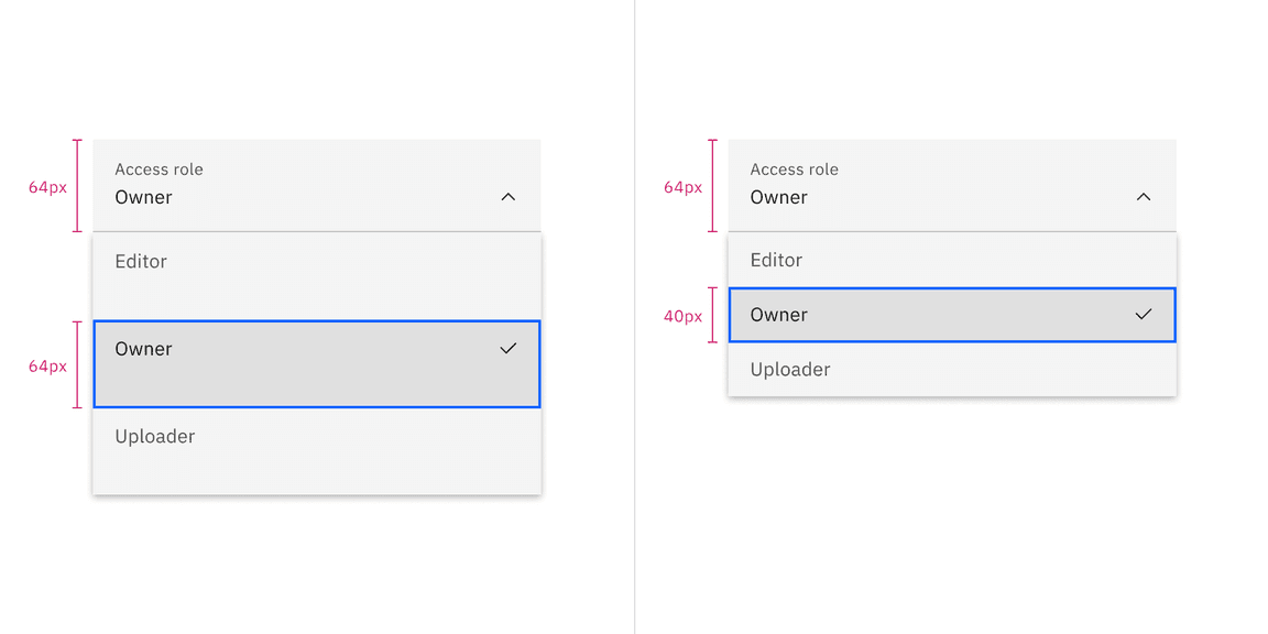 Dropdown sizes in the fluid style